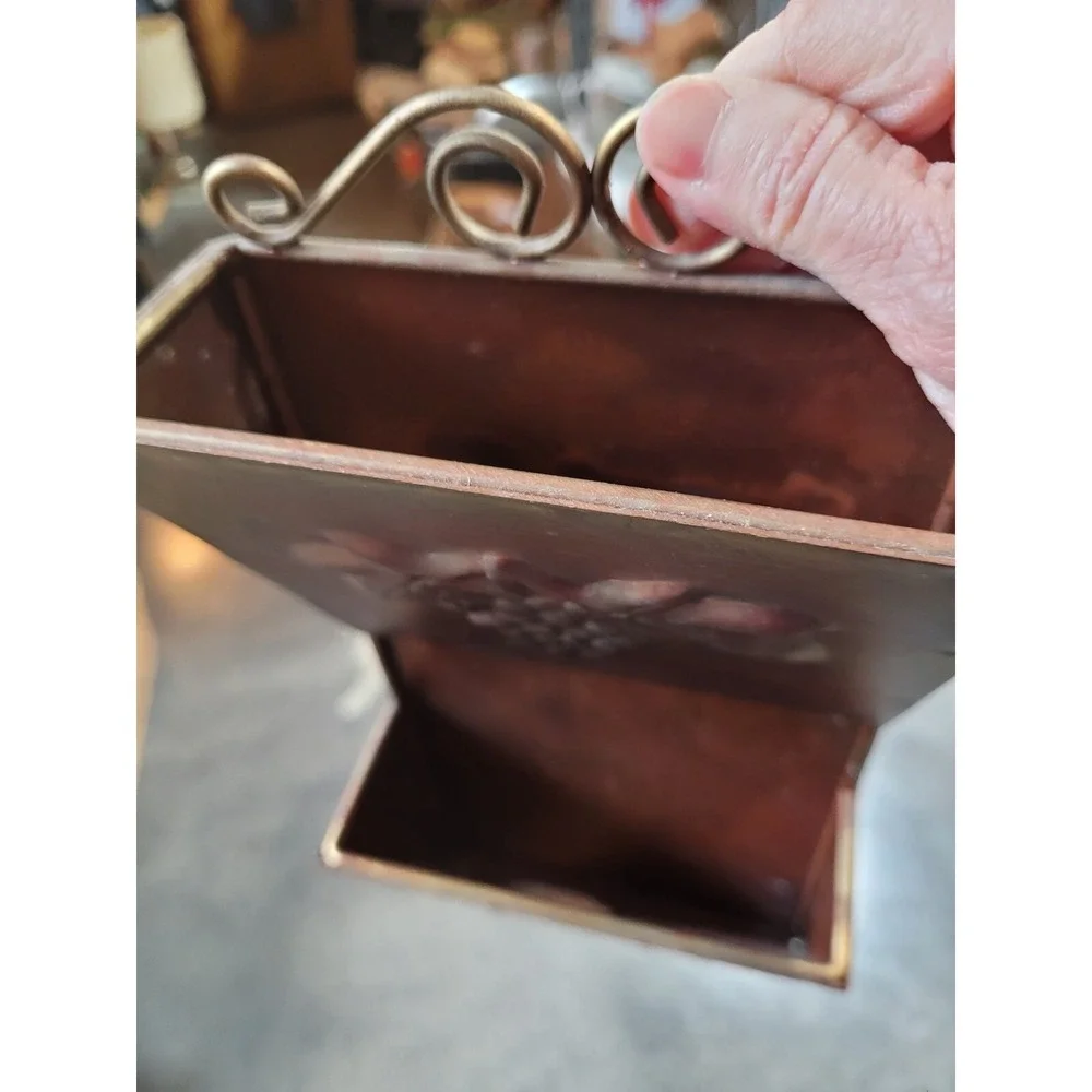 VTG Copper Mail Holder Embossed with Grape Design